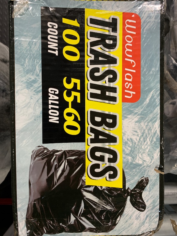 Photo 1 of 100 Count 55-60 Gallon Trash Bags, Sturdy & Tear-Resistant Commercial Can Liners 55 Gallon, Large Garbage Bags, Large Black Trash Bags for Commercial, Lawn and Leaf Bags