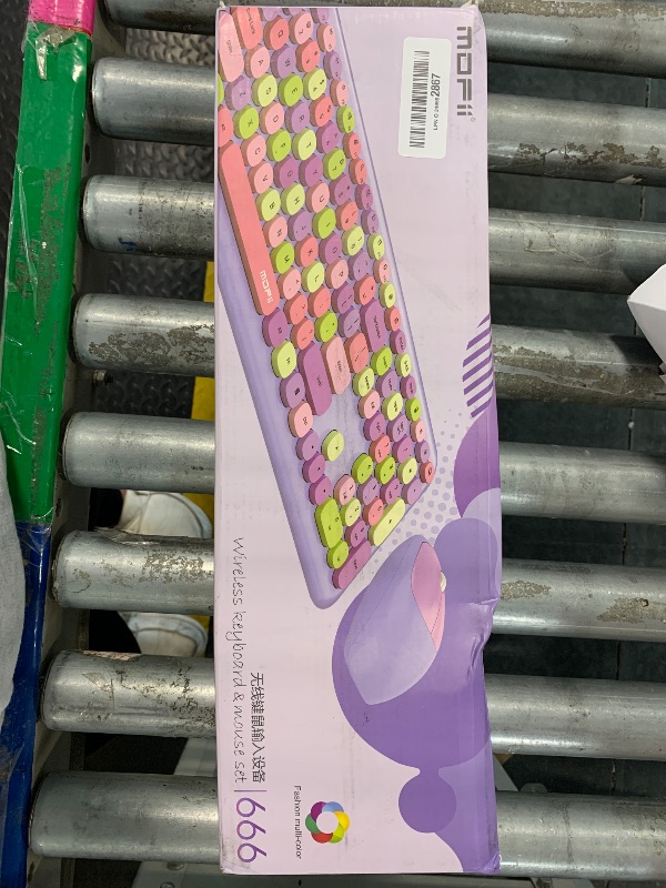 Photo 1 of Wireless Keyboard and Mouse Combo, Colorful Ergonomic Full Size Retro Low-Noise Keyboard with Cute keycaps, Compatible with Windows, PC, Perfer for Home and Office Keyboards (Purple)