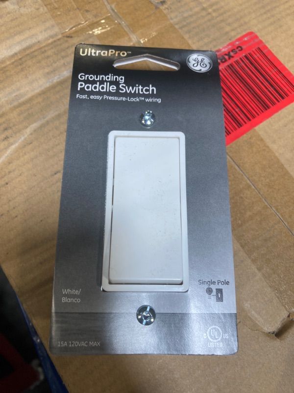 Photo 1 of GE Paddle Rocker Switch - Single Pole Switch, On/Off, Replacement for Light Switches & Ceiling Fans, Grounding, UL Listed, White, 50726