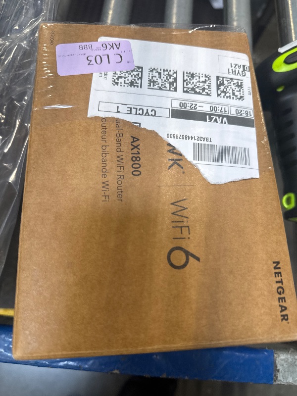 Photo 1 of NETGEAR WiFi 6 Router (R6700AXv3) – Security Features, AX1800 Wireless Speed (Up to 1.8 Gbps) - Covers up to 1,500 sq. ft., 20 Devices