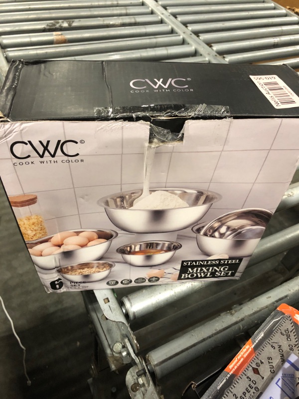 Photo 1 of **MISSING PARTS**COOK WITH COLOR Stainless Steel Mixing Bowls Set - Nesting Bowls, 6 Pieces, Silver