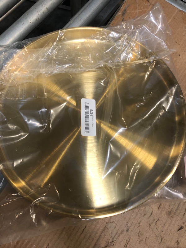 Photo 1 of **ONLY ONE** Thenshop 3 Pcs 12 Inch Gold Round Serving Tray Stainless Steel Circle Decorative Vanity Gold Plate Metal Jewelry Makeup Organizer Dishes for Gift Wedding Coffee Table Bathroom Dessert Christmas