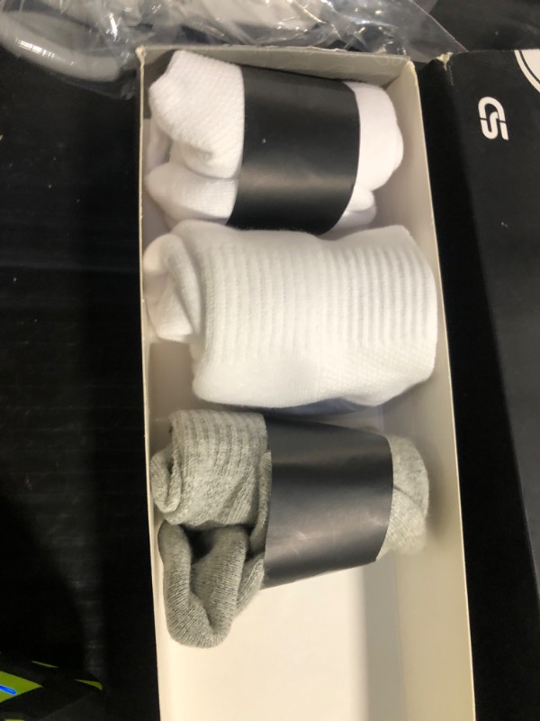 Photo 1 of **ONLY 3**CS CELERSPORT Cushion No Show Tab Athletic Running Socks for Men and Women (6 Pairs),Small, White+Grey