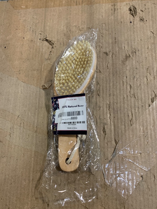 Photo 1 of 100% Natural Boar Bristle Body Brush with Contoured Wooden Handle by TOUCH ME
