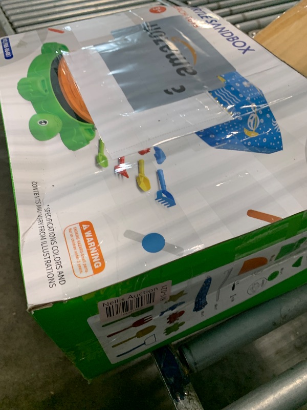 Photo 1 of  *** USED *** HYES Turtle Sandbox with Lid, Sand Pit with Adjustable Umbrella & 8pcs Beach Toys for Toddler 3-5, Kids Sand Box with Cover Suit for Sensory Playsand, Summer Gifts for Indoor Outdoor Backyard