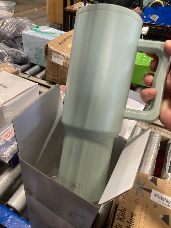 Photo 1 of **missing straw**Simple Modern 40 oz Trek Tumbler with Handle and Straw Lid | Cup Holder Friendly Insulated Stainless Steel Travel Mug | Sea Glass Sage