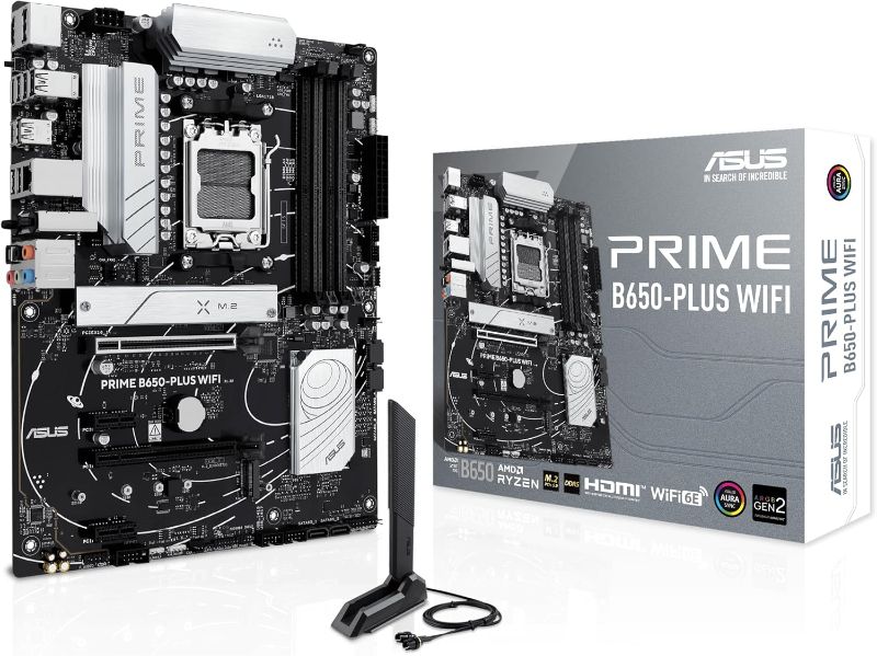 Photo 1 of (LOOK AT SECOND PICTURE) ASUS Prime B650-PLUS WiFi AMD B650 AM5 Ryzen™ Desktop 9000 8000 & 7000 ATX Motherboard, DDR5, PCIe 5.0 M.2, 2.5Gb LAN, WiFi 6E, HDMI™, SATA 6 Gbps, USB Type-C®, BIOS Flashback™, Thunderbolt™ 4 Header
