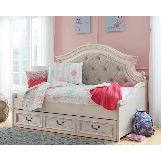 Photo 1 of [Item Similar but not the same] Realyn Twin Daybed with 1 Large Storage Drawer, Chipped White