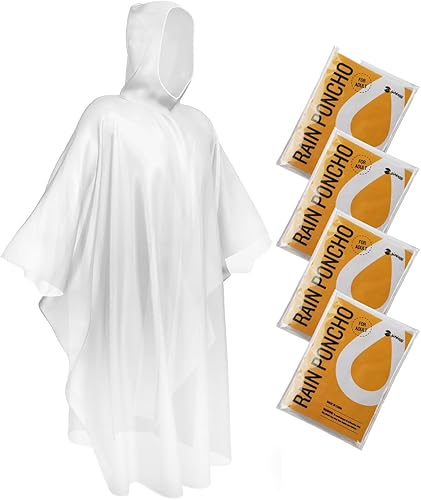 Photo 1 of [Only 3 packs] SaphiRose Disposable Rain Ponchos Emergency Clear Poncho