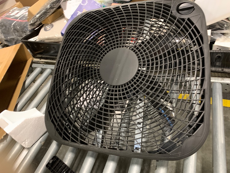 Photo 1 of Amazon Basics 3 Speed Box Fan, Indoor Electric Fan for Home Cooling, 5 Blades, Lightweight Design, 67 Watts, 20-Inch, Black, 6.8"D x 20.86"W x 21.33"H
