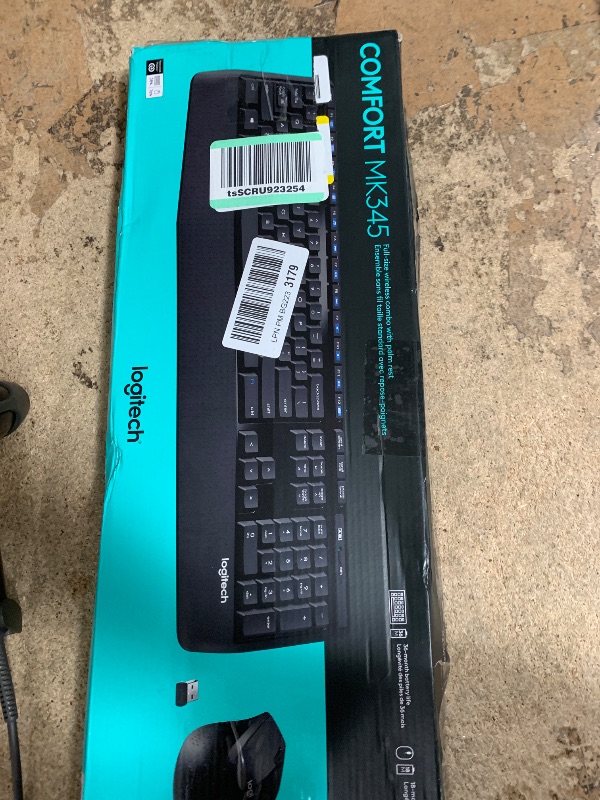 Photo 1 of Logitech MK345 Wireless Combo Full-Sized Keyboard with Palm Rest and Comfortable Right-Handed Mouse, 2.4 GHz Wireless USB Receiver, Compatible with PC, Laptop,Black