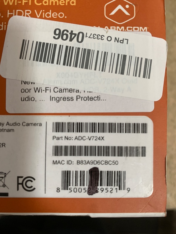 Photo 1 of Alarm.com ADC-V724X Outdoor Wi-Fi Camera, HDR, 2-Way Audio, 1080p Resolution, 117-degree FOV, Video Analytics, IR Night Vision WiFi, MicroSD Card Slot, 12VDC, IP66 Ingress Protection, 1/3" 2MP CMOS