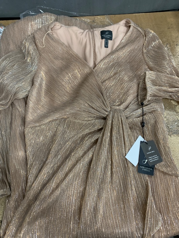 Photo 1 of Adrianna Papell Women's Metallic MESH Draped Gown, Light Gold SIZE 16