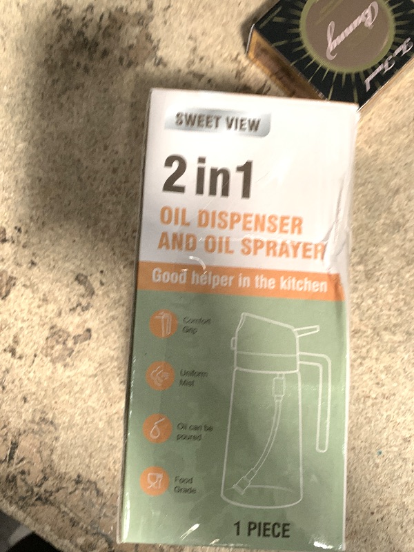 Photo 1 of 2 in 1 Oil Dispenser and Oil Sprayer, 470ml Dispenser Bottle Spray and Pour, Glass Olive Oil Sprayer for Cooking, Food-Grade Oil Spray Bottle Mister Spritzer for BBQ, Air Fryer, Kitchen (Black)
