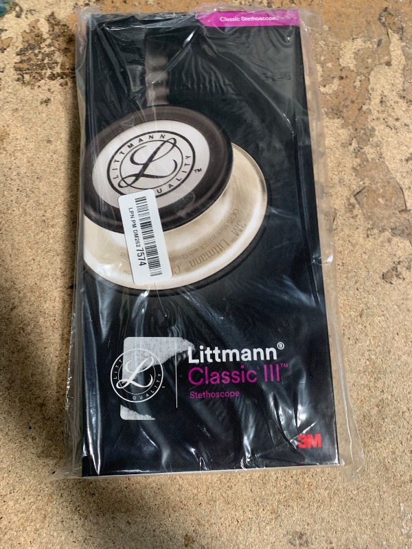 Photo 1 of 3M Littmann Classic III Monitoring Stethoscope, 5803, More Than 2X as Loud, Weighs Less, Stainless Steel Black-Finish Chestpiece, 27' Black Tube, Stem and Headset