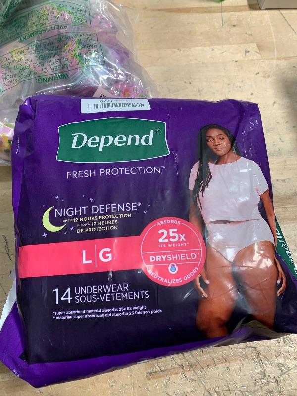 Photo 1 of Depend Night Defense Incontinence Overnight Underwear for Women, L, 14 Underwear (Pack of 2)