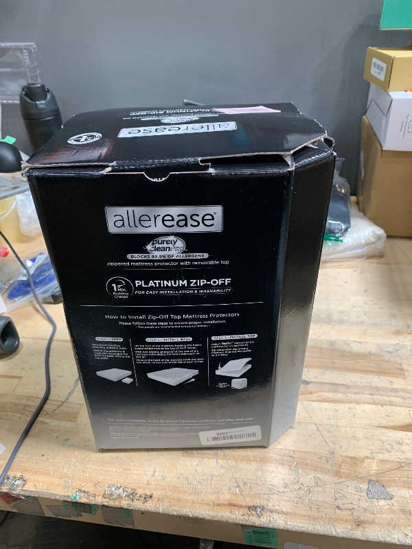 Photo 1 of AllerEase Platinum Zip-Off Top Waterproof Mattress Protector King Size 360 Degree Zipper Allergen Barrier Temperature Balancing Luxurious Plush Top Separately Machine Washable Mattress Cover (White)