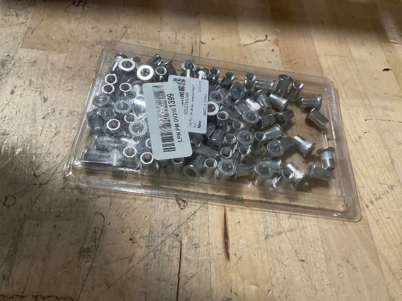 Photo 1 of 100 Pcs 1/4-20 Aluminum Flange Rivet Nuts, UNC Flat Head Threaded Insert Nut