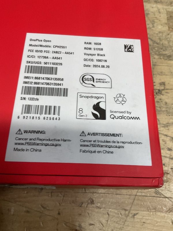 Photo 1 of ***PARTS ONLY***FINAL SALE**OnePlus Open, 16GB RAM+512GB, Dual-SIM, Voyager Black, US Factory Unlocked Android Smartphone, 4805 mAh Battery, 67W Fast Charging, Hasselblad Camera, 120Hz Fluid Display**PARTS ONLY-- FINAL SALE **