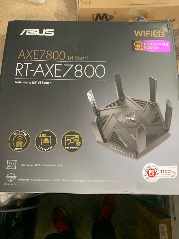Photo 1 of ASUS RT-AXE7800 Tri-band WiFi 6E (802.11ax) Router, 6GHz Band, ASUS Safe Browsing, Upgraded Network Security, Instant Guard, Built-in VPN Features, Parental Controls, 2.5G Port, AiMesh Support
