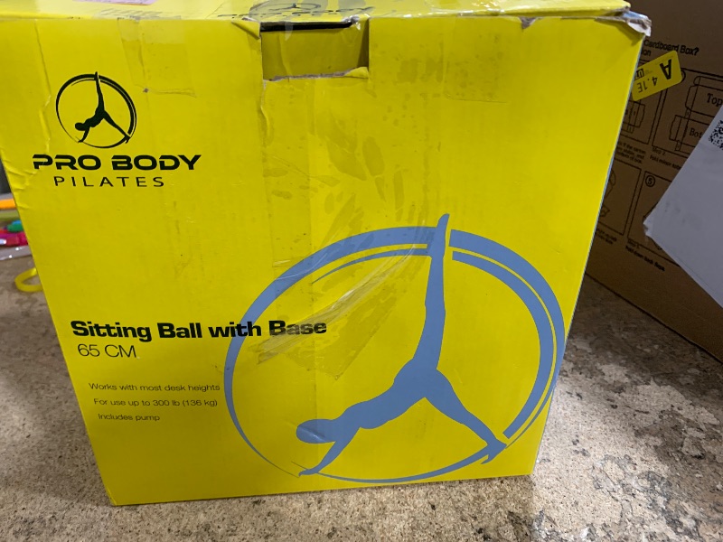 Photo 1 of ***MISSING BASE*** ProBody Pilates Yoga Ball Chair, Exercise Ball Chair with Base or Stand for Home Office Desk Sitting or Workout, 65cm Antiburst Balance Ball & Stability Ball Seat for Back, abs (Aqua)