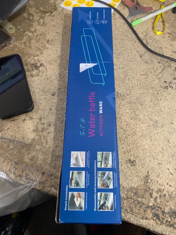 Photo 1 of Kitchen Sink Splash Guard, Two-Sided Adhesive Iron Cloth Adhesive Magnetic Sheets - Transparent Acrylic (Frosted) Suitable for Splash Guard Kitchen Sink Area (17.5x1.2x3.3 in) (1pcs)