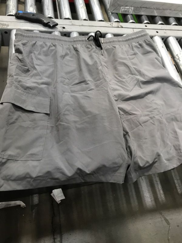 Photo 1 of BRISIRA Mens Swim Trunks Bathing Suit 9 Inch Inseam Compression Liner Beach Long Board Shorts Swimsuit Anti-Chafe Quick Dry Grey, 5XL
