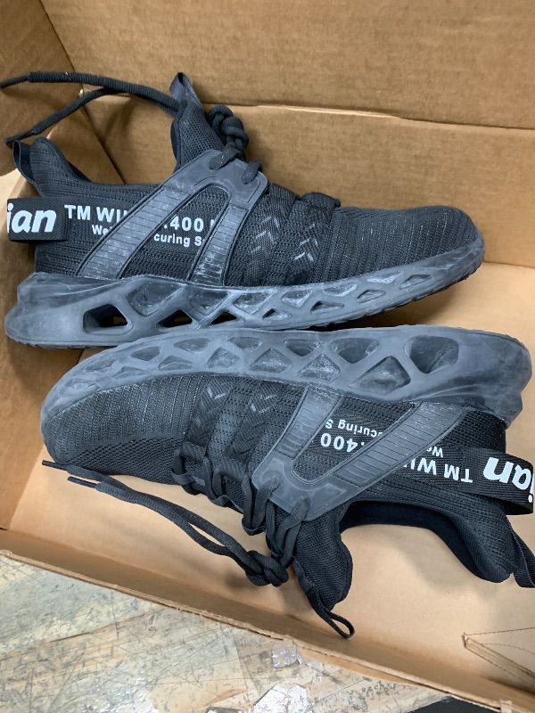 Photo 1 of Steel Toe Shoes for Men Work Safety Shoes for Men Comfortable Puncture Proof Sneakers Steel Toe Tennis Sneakers Construction Indestructible Work Utility Footwear Black 9.5