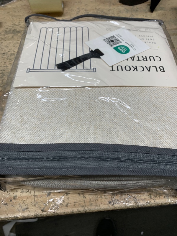 Photo 1 of 100% Blackout Shield Linen Blackout Curtains for Bedroom 84 Inches Long, Back Tab/Rod Pocket Living Room Drapes, Thermal Insulated Blackout Curtains 2 Panels Set, 50" W x 84" L, Cream