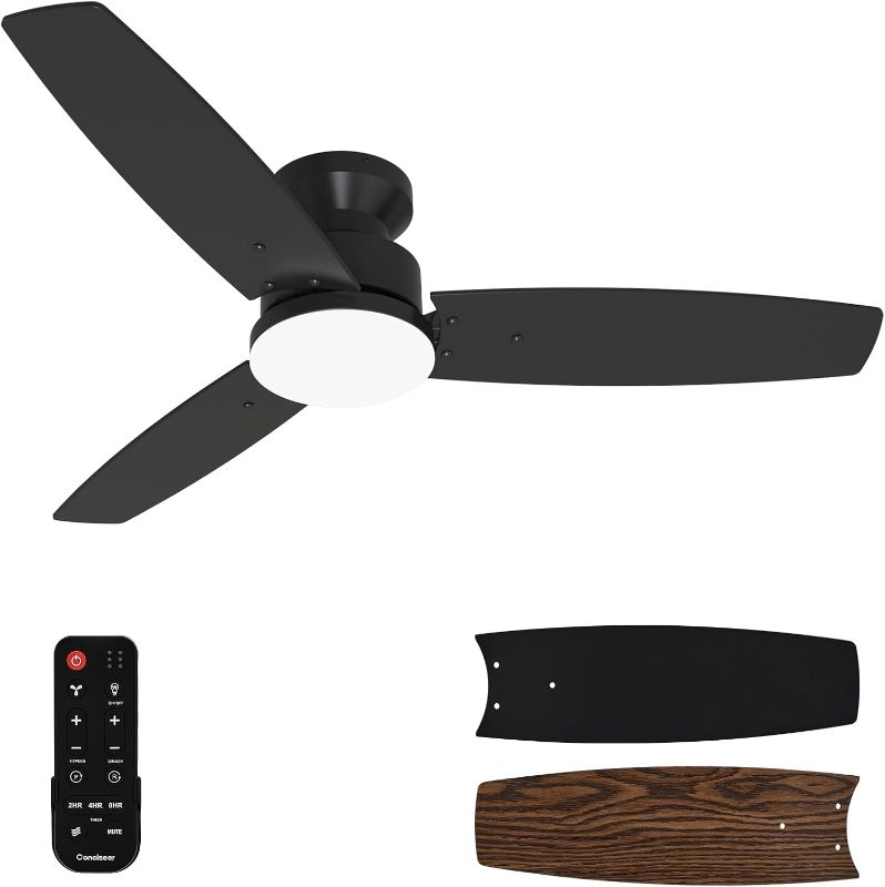 Photo 1 of (item sold for parts only) Modern 42 Inch Ceiling Fans with Lights and Remote, Bedroom Living Room Office, Flush Mount, 18W 3CCT Dimmable