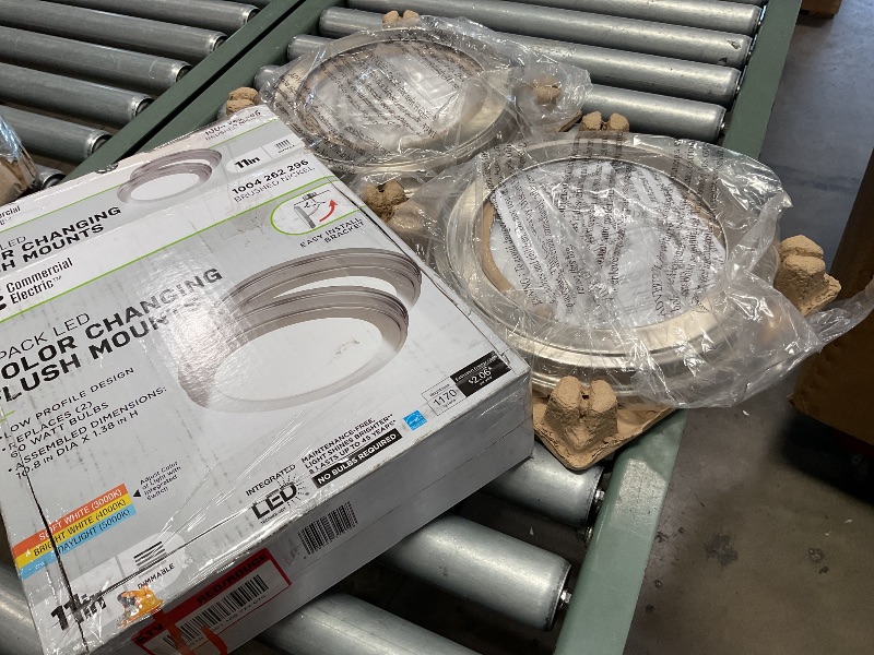 Photo 1 of 11 in. Brushed Nickel Color Changing LED Ceiling Flush Mount (2-Pack)