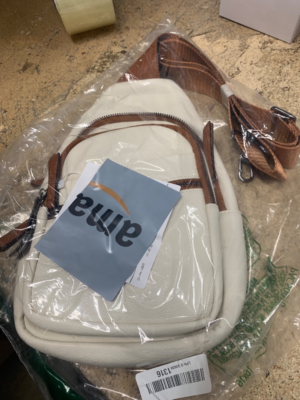 Photo 1 of Alldaily Large Sling Bag for Women Crossbody Purse Leather Fashionable Trendy Chest Bag for Travel, Fanny Pack (White)