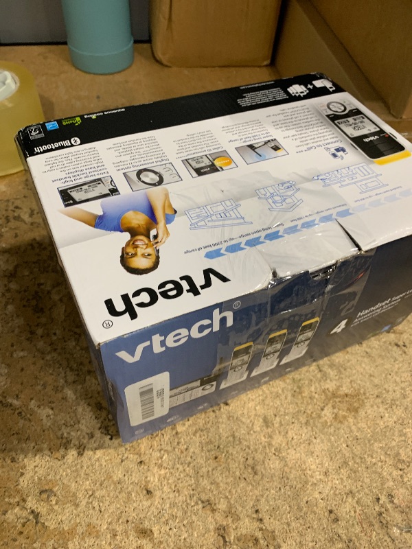 Photo 1 of VTech IS8151-4 Super Long Range 4 Handset Cordless Phone for Home with Answering Machine, 2300 ft Range, Call Blocking, Bluetooth, Headset Jack, Power Backup, Expandable to 12 HS, Silver/Black