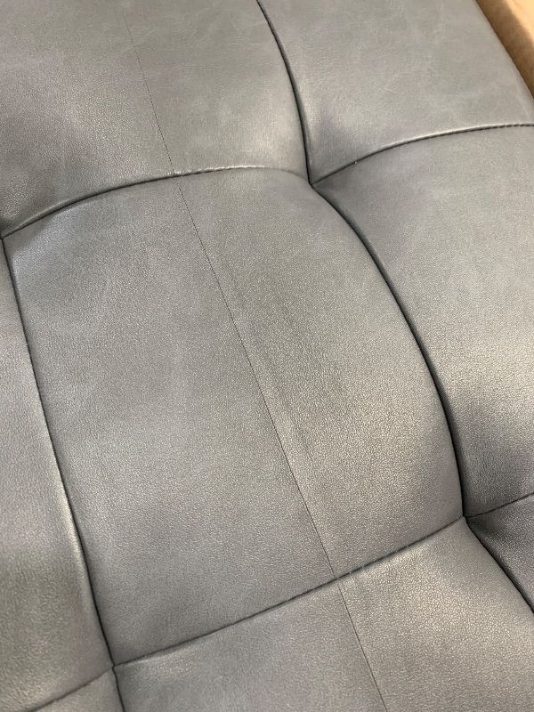 Photo 1 of **GRAY**SIMPLIHOME Cosmopolitan 34 inch Wide Transitional Rectangle Storage Ottoman in Distressed Black Vegan Faux Leather, Assembled, For the Living Room, Entryway and Family Room