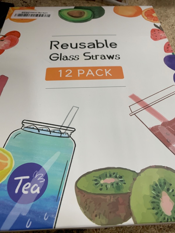 Photo 1 of [12 Pcs] Reusable Glass Straws Shatter Resistant - Replacement Glass Straws for Stanley 40 oz 30 oz 20 oz Tumbler 12" x 10mm and 9" x 10mm Each Including 3 Straight and 3 Bent with 2 Cleaning Brush