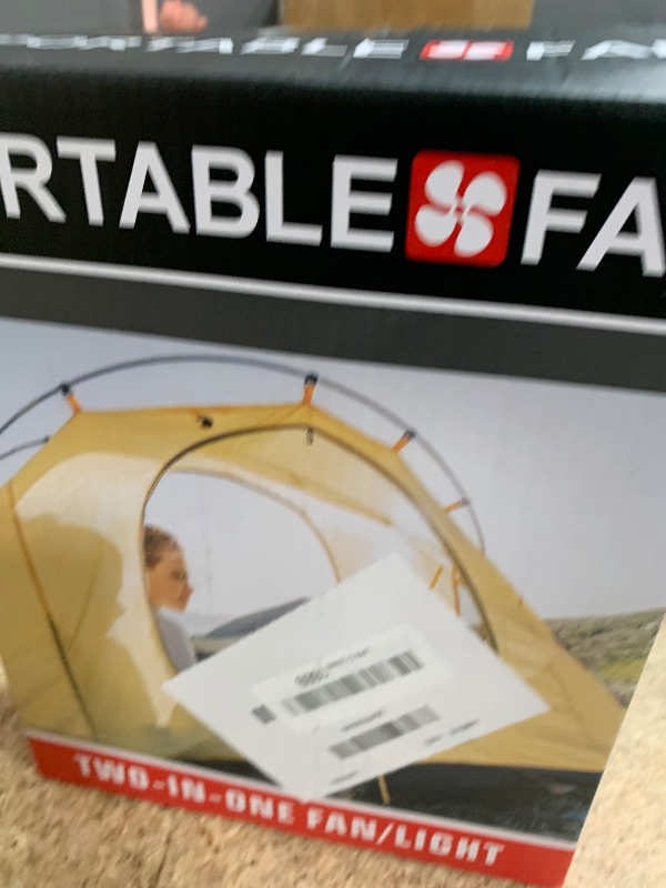Photo 1 of ***SEE NOTES*** 
Drchop 10800mAh Solar Powered Fan, 7W Solar Camping Fans & Led Lantern, Rechargeable Outdoor Fan with Solar Panel, Battery Operated Powered Tent Fans for Camping Essentials Accessories
