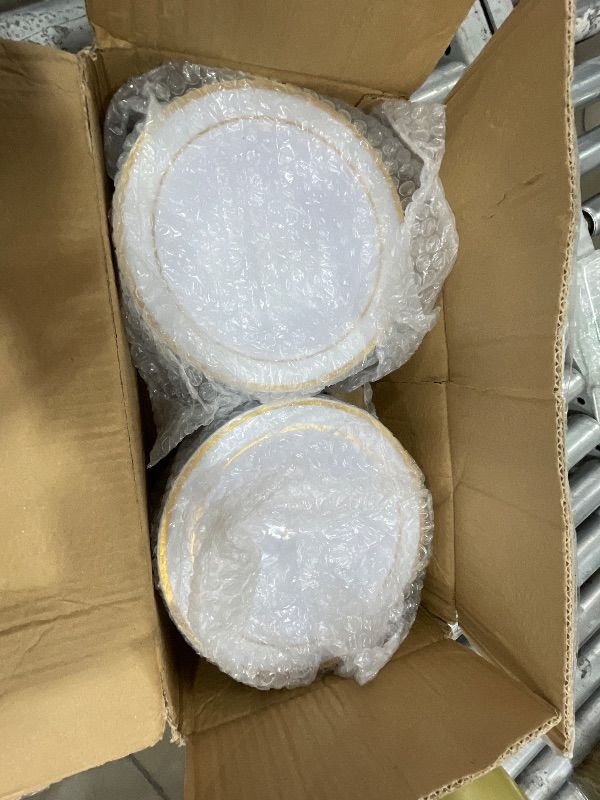 Photo 1 of Goodluck 100 Pack Plastic Bowls with Gold Rim, 12oz Disposable Soup Bowls, Heavy Duty Dessert Bowls for Weddings, Parties, Dinners, Catering, Thanksgiving and Everyday Use