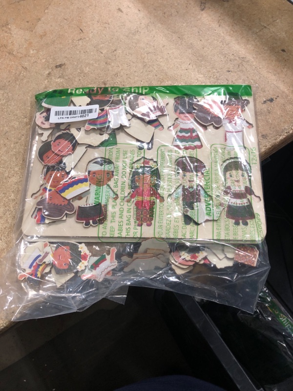 Photo 1 of 2 Set Wooden Puzzle for Toddlers 1-3 Children of The World Racial Cognition Dress up Peg Multicultural Learning Interchangeable Preschool Learning for Boys Girls