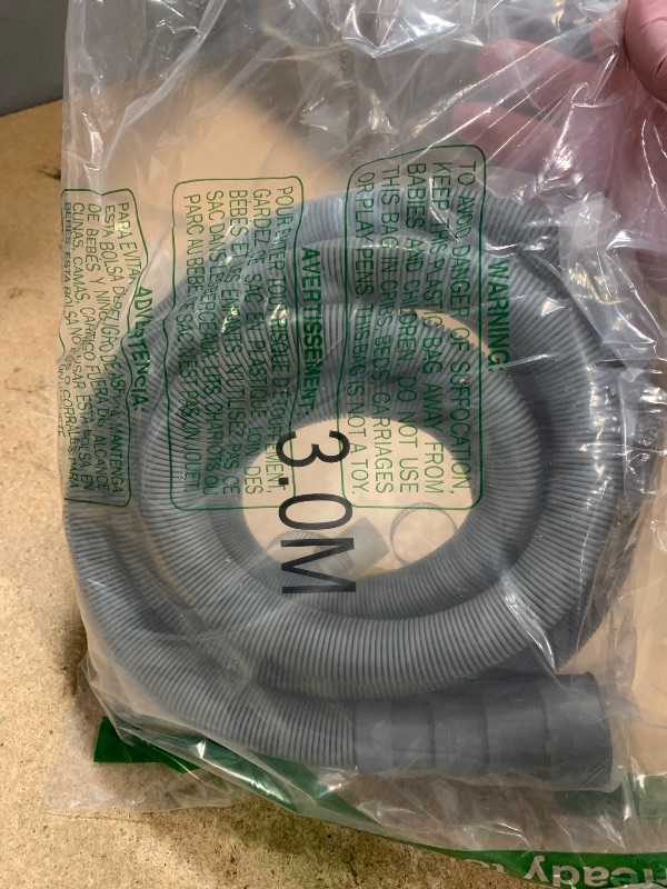 Photo 1 of 10 Feets Universal Washing Machine Drain hose Flexible Dishwasher Drain Extension Corrugated Washer Discharge Hose Kit w/ 1x Extension Adapter, 2x Hose Clamps, 1x U-Bend Holder
