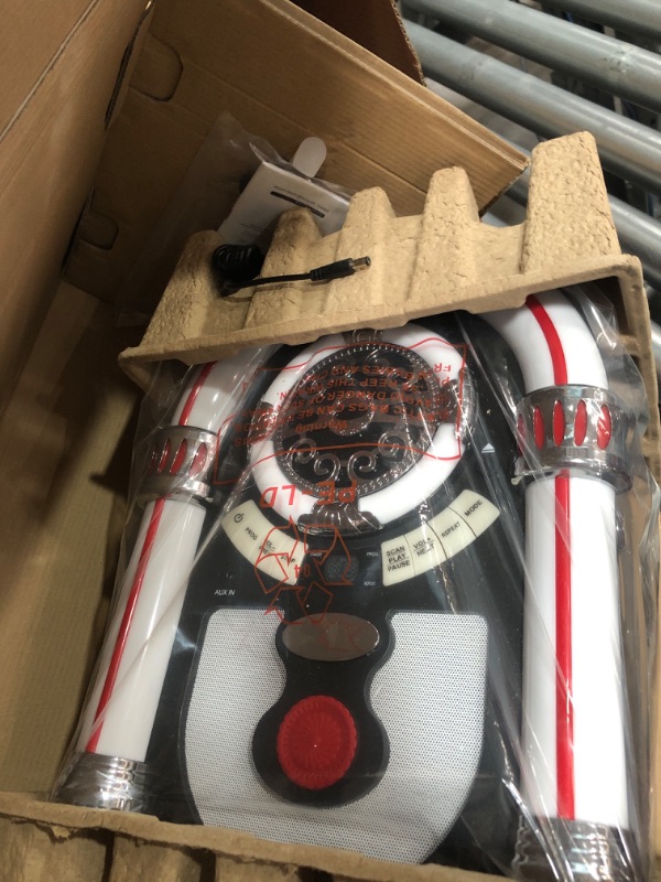 Photo 1 of CD Jukebox with Bluetooth, Mini Digital Tabletop Juke Box Speaker Retro Look, Vintage FM Radio Wireless for Home, AUX-in Port and Color Changing LED Lights