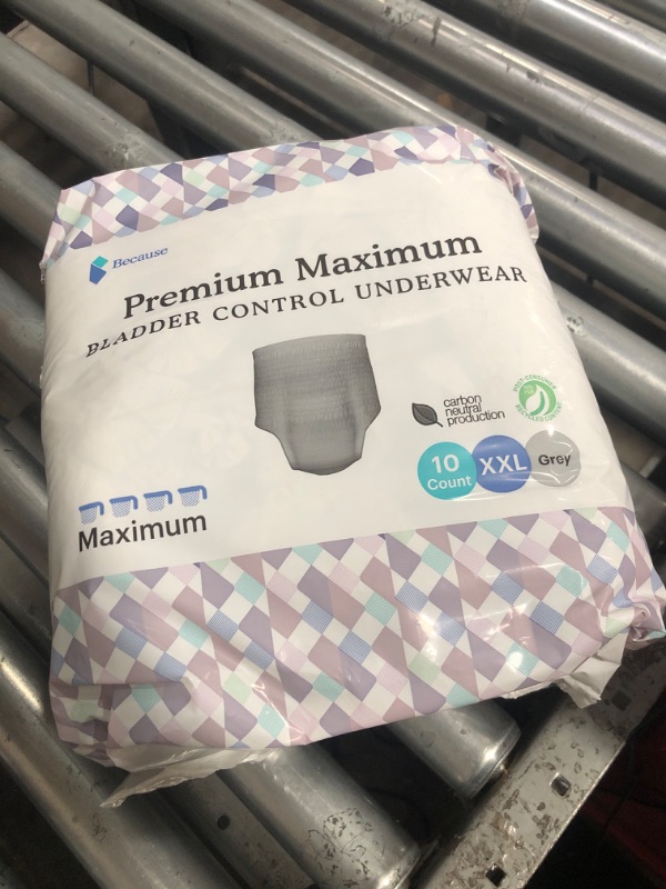 Photo 1 of Because Maximum Incontinence Underwear for Men - Heavy Bladder Leak Protection, Ideal for Overnight Leakage, Sleek, Invisible Fit, Grey, XXLarge - Absorbs 4 Cups -   10 count