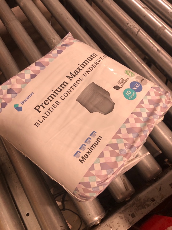 Photo 1 of Because Maximum Incontinence Underwear for Men - Heavy Bladder Leak Protection, Ideal for Overnight Leakage, Sleek, Invisible Fit, Grey, XXLarge - Absorbs 4 Cups -   10 count