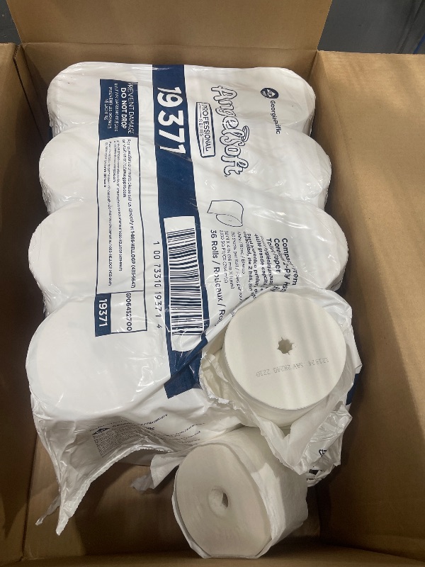 Photo 1 of Georgia-Pacific Angel Soft Professional Series Compact Premium Embossed Coreless 2-Ply High-Capacity Toilet Paper by GP PRO,White,19371,750 Sheets Per Roll,36 Rolls Per Case