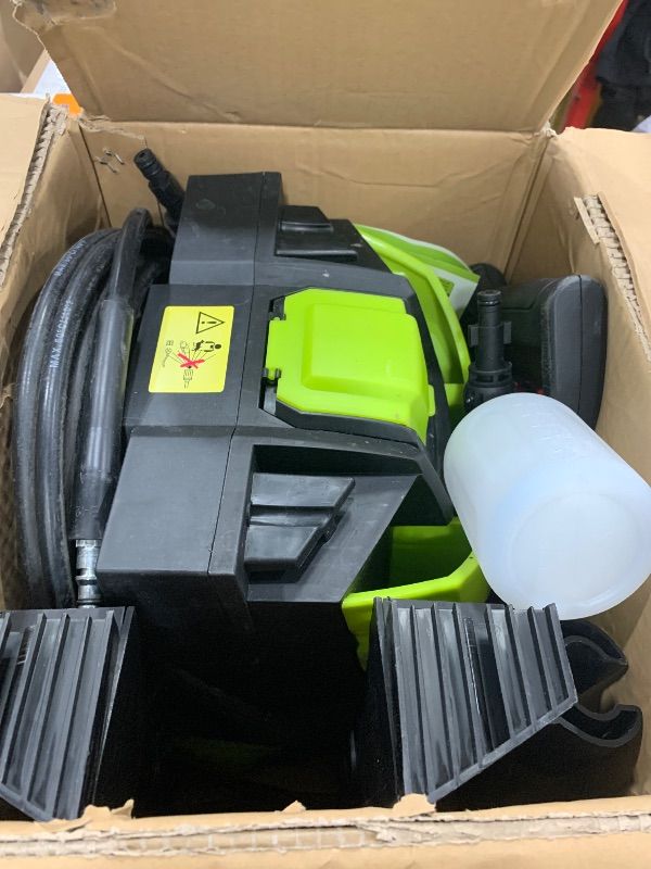 Photo 1 of *** PARTS ONLY *** LWQ Electric Pressure Washer, 2.5 GPM Power Washer with 4 Quick Connect Nozzles, High Pressure Cleaning Machine with Foam Cannon for Cars/Fences/Driveways/Patios/Home Cleaning (Green)
