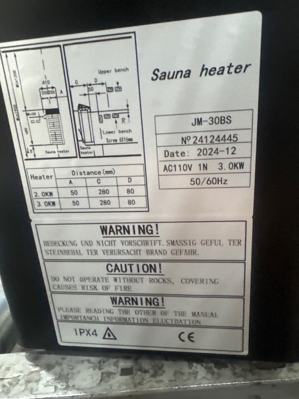 Photo 1 of *DENTED*110V Sauna Heater with 3h Timer, 3KW 110V Stainless Steel Electric Sauna Heater, Internal Temperature Control, Sauna Room Equipment for Home, Hotel, Includes Instructions