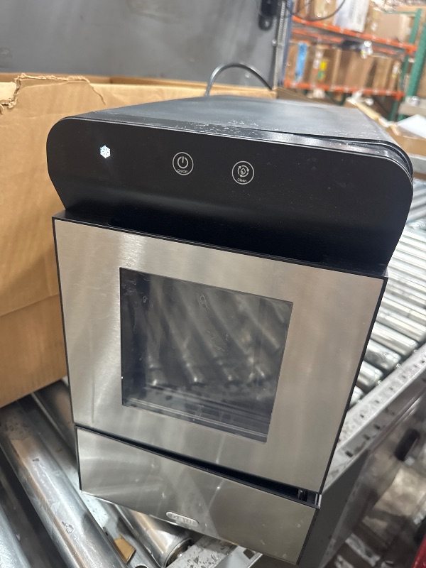 Photo 1 of *POWERS ON*Gevi Household V2.0 Countertop Gemi Nugget Ice Maker | Self-Cleaning Pellet Ice Machine | Stainless Steel Housing |16.7''H Fits Perfectly Under Wall Cabinet | Black with Viewing Window