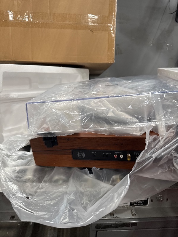 Photo 1 of *** SEE NOTES **All-in-one Record Player Turntable with Built-in Speakers Vinyl Record Player Support Wireless Playback Auto Stop 33&45 RPM Speed RCA Line Out AUX in Belt-Drive Turntable for Vinyl Records Mahogany