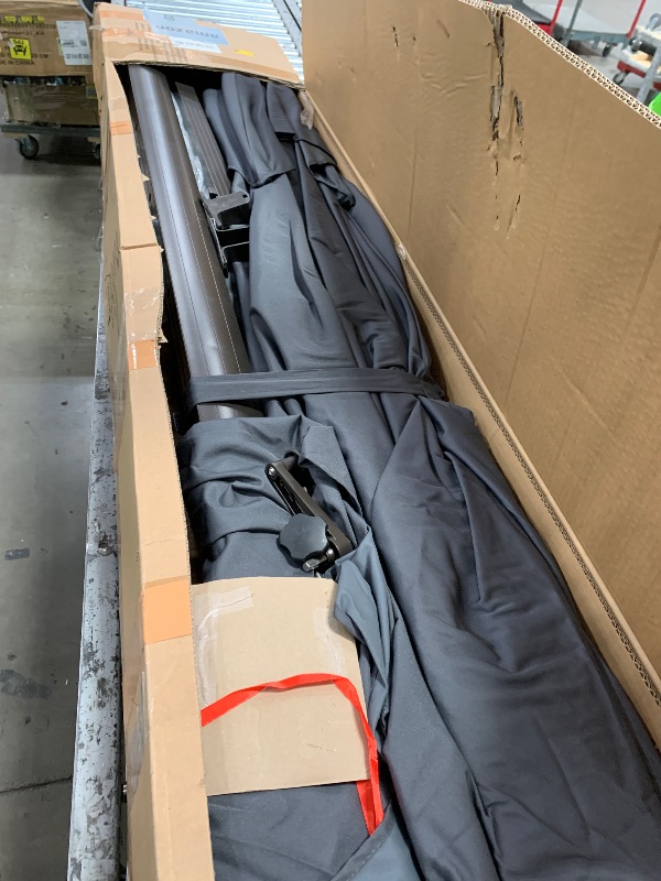 Photo 1 of 9' X 12' Cantilever Patio Umbrella 360°Rotation Rectangular Outdoor Large Offset Umbrellas Double Top Heavy Duty Windproof for Garden Deck Pool Backyard, Gray