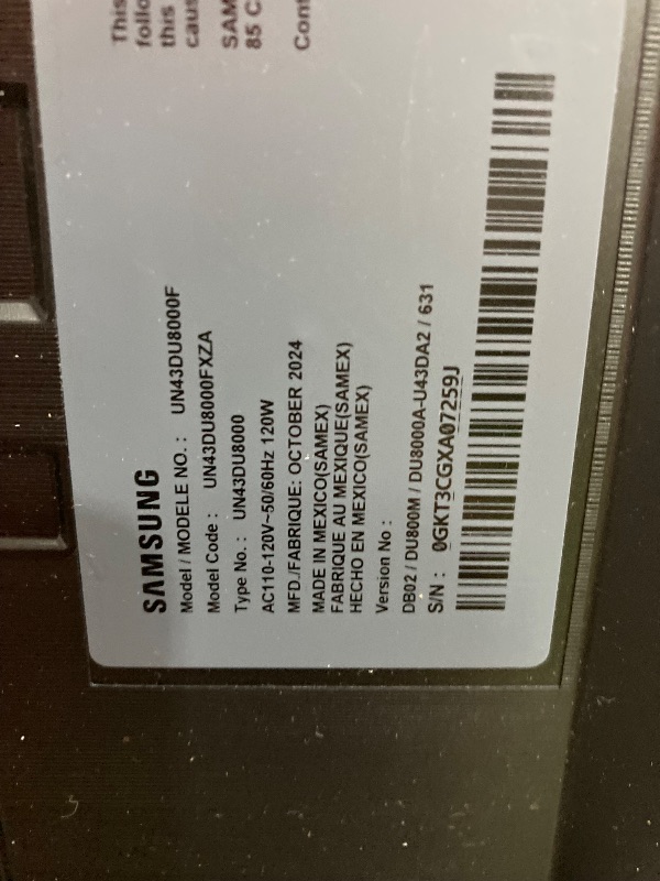 Photo 1 of **SMASHED SCREEN FINAL SALE**SAMSUNG 43-Inch Class 4K Crystal UHD DU8000 Series HDR Smart TV w/Object Tracking Sound Lite, Motion Xcelerator 120Hz, Ultra Slim Design, Gaming Hub, Alexa Built-in (UN43DU8000, 2024 Model)