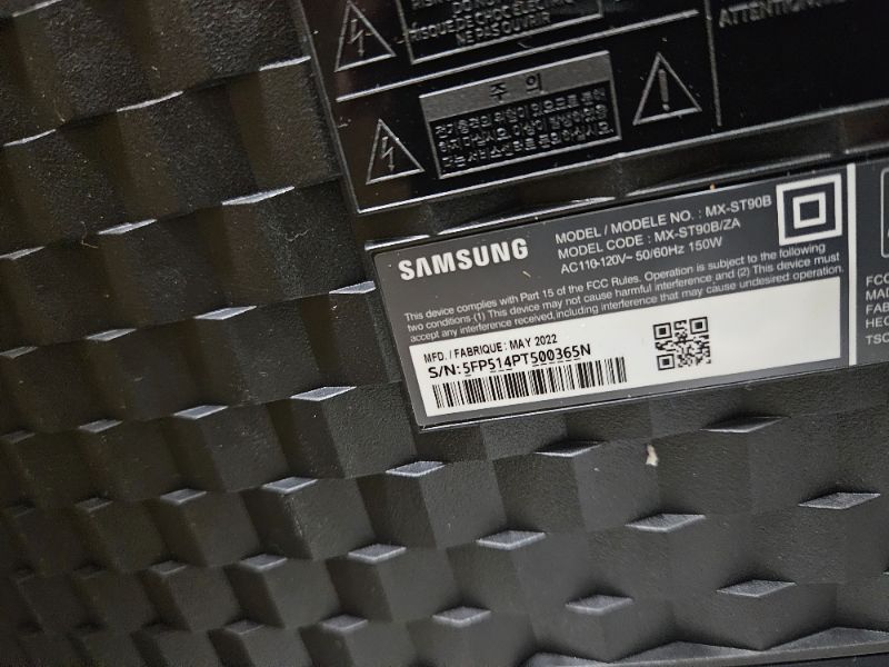 Photo 1 of SAMSUNG MX-ST90B Sound Tower High Power Audio, 1700W Floor Standing Speaker, Bi-Directional Sound, IPX5 Water Resistant, Party Lights +, Karaoke, Wheels Included, Bluetooth Multi-Connection, 2022